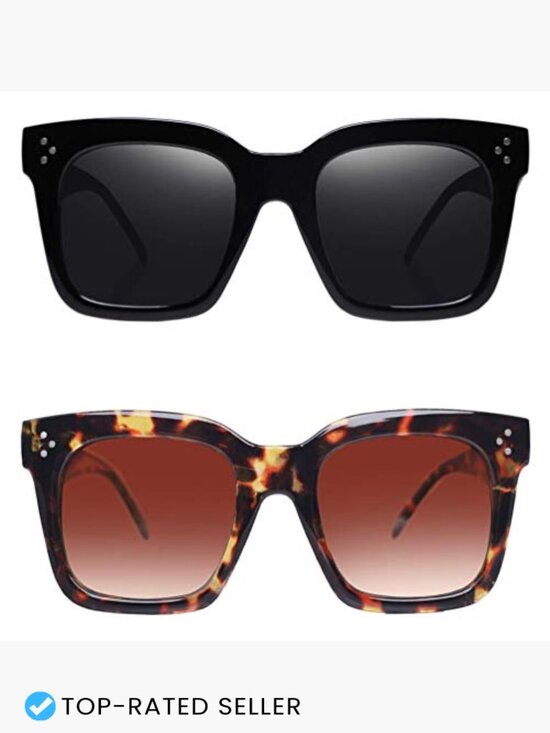 Vintage Oversized Square Sunglasses UV400 Protection Flat Lens Retro Chic main image 5